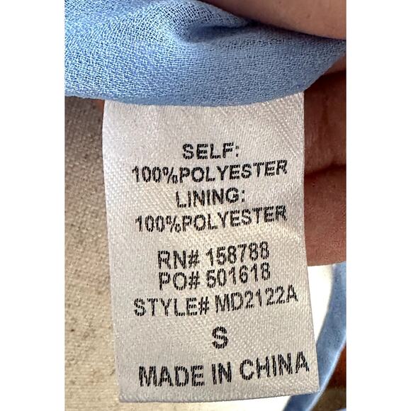 NWT Mable Baby Blue Sequin Wrap Dress Sz S Long Bell Sleeves Party Event - Picture 9 of 9